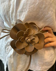 Flower belt taupe