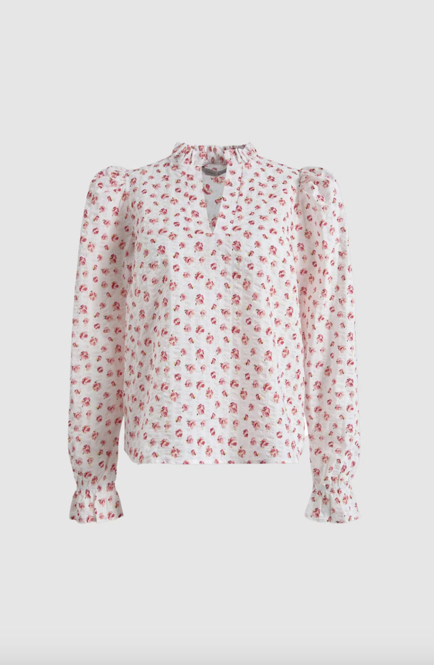 Camilla Pihl Jenny crepe blouse white berry print