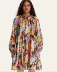 JASMINE DRESS TEXTURED POLY ABSTRACT FLORAL