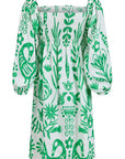 Gomaye Kort sommerkjole i lin med grønt print
