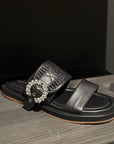 Laura Bellariva Sandal sort med sølv detaljer