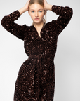 MIMO SEQUIN DRESS BROWN