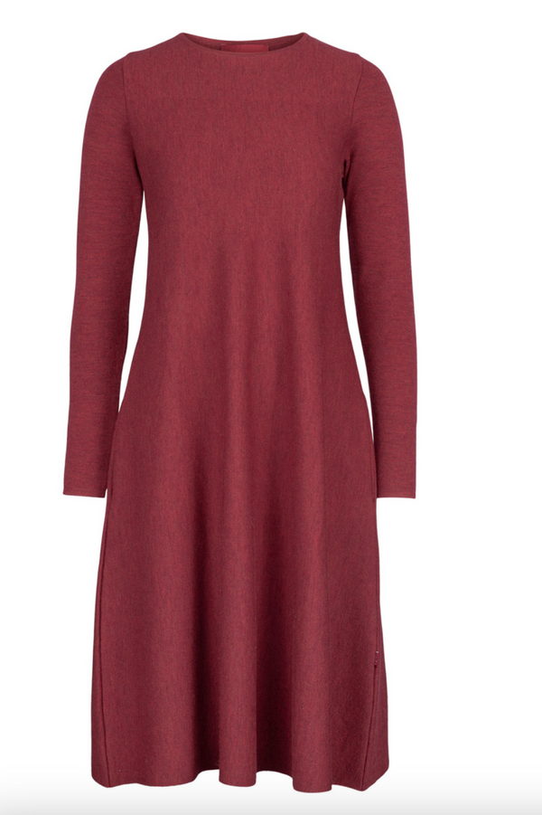 CECILIE LONG MERINO DRESS RUBY RED