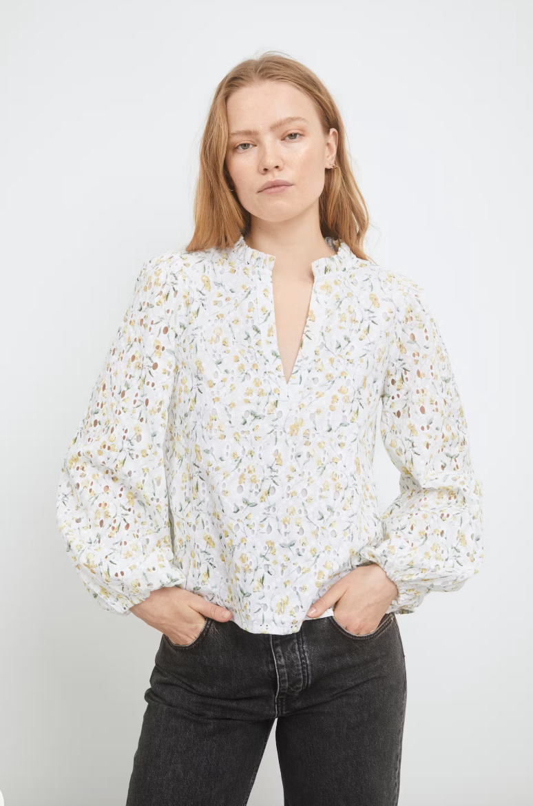 Camilla Pihl Karro blouse yellow branc print