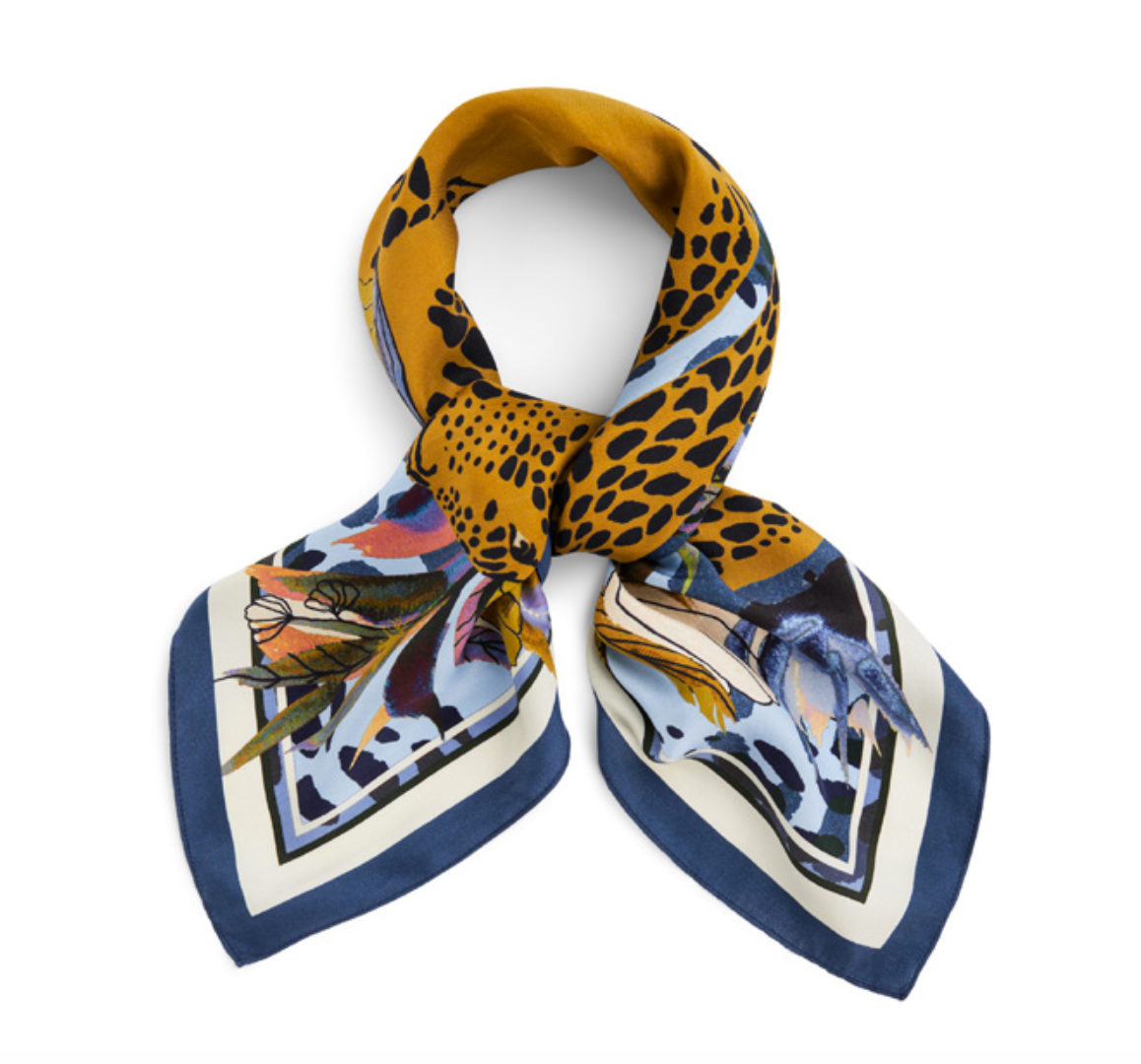 Katrin Uri Leo blue silk scarf