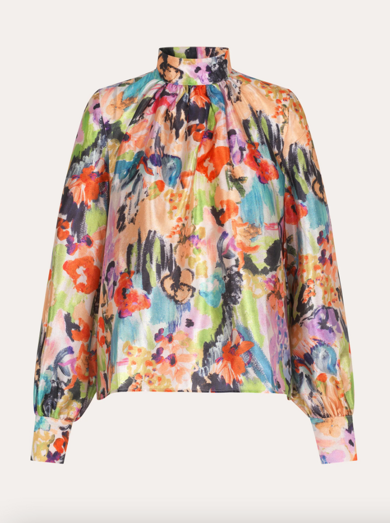 EDDY BLOUSE TEXTURED POLY ABSTRACT FLORAL