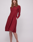 CECILIE LONG MERINO DRESS RUBY RED