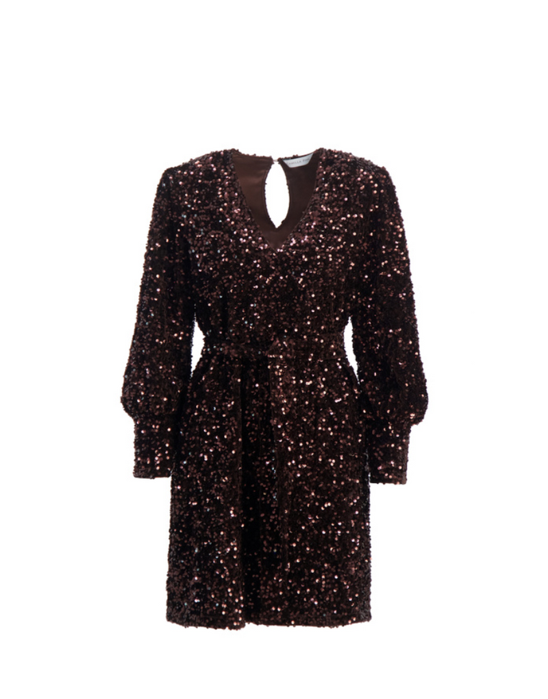 MIMO SEQUIN DRESS BROWN